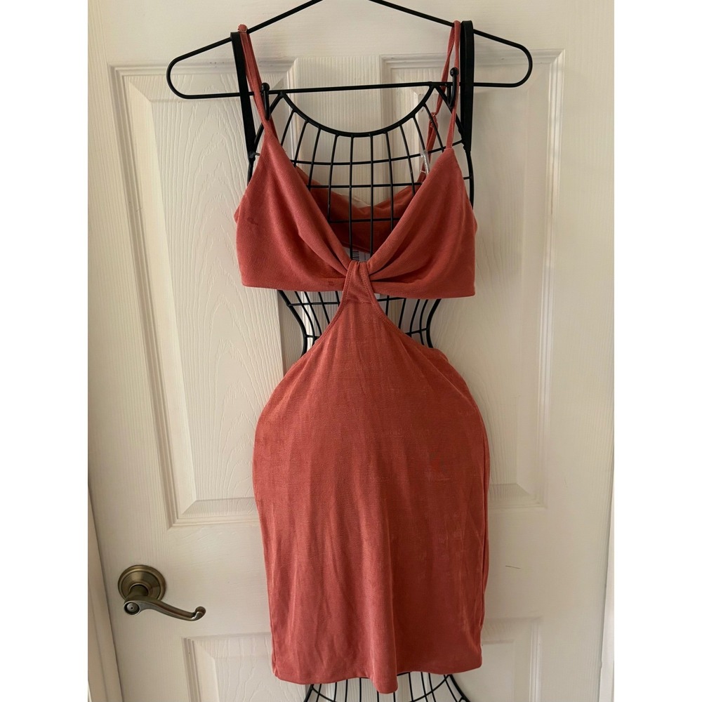 Blush BJ Womens Coral Cutout Twist Front Bodycon Mini Dress NWT Resort Vacation